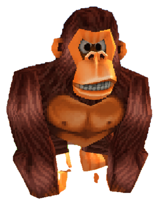 Jungle.exe, a blocky low-poly gorilla foreman with a stern grin